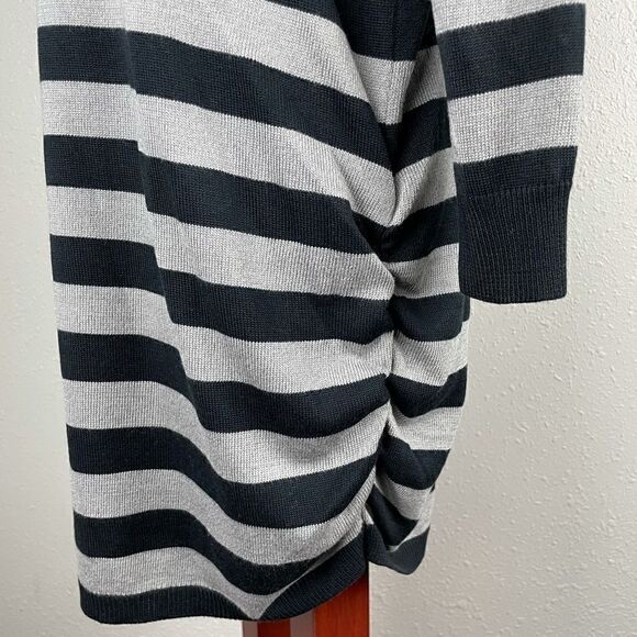 August Silk Black and Gray Striped Cowl Neck Sweater Size M EUC - Picture 5 of 8
